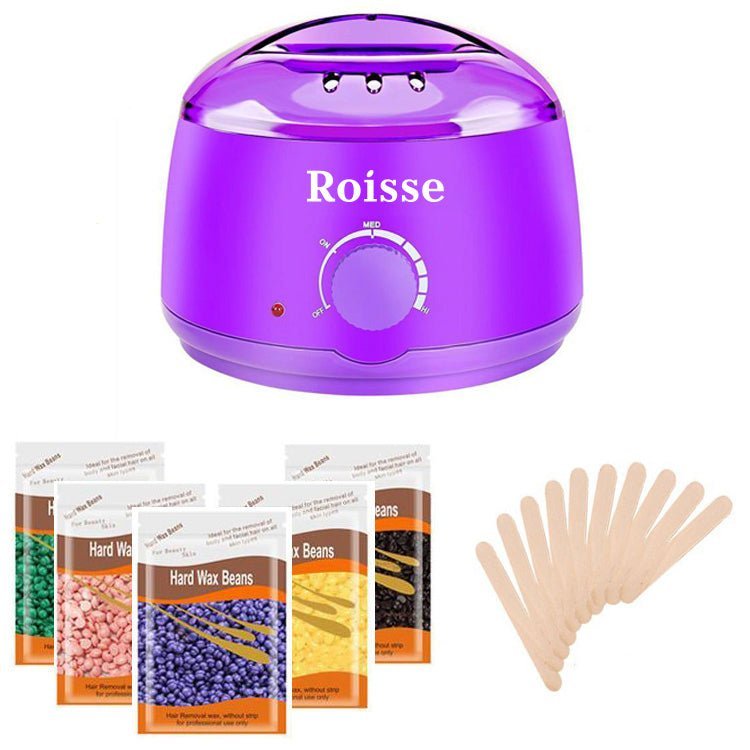 Roisse™  Purple Wax Warmer Hair Removal Kit with 5 pack Hard Wax Beans and 10 Wax Applicator Sticks